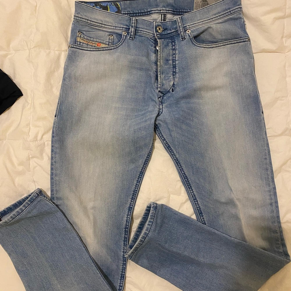 Diesel Blue Slim Fit Jeans with Distressed Look